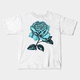 Rose Teal Love Vintage Tattoo Illustration Roses Kids T-Shirt